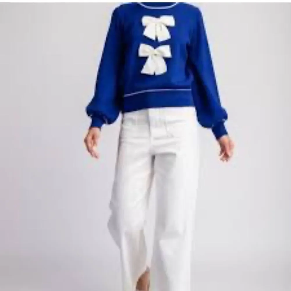 EE:SOME Blue Bow-tie Sweater L